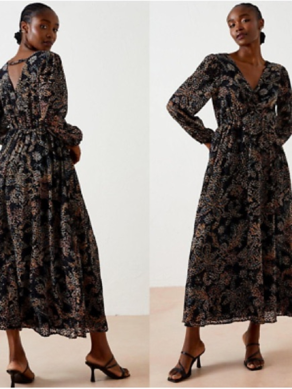 Fat Face Black Paisley Print Maxi Dress